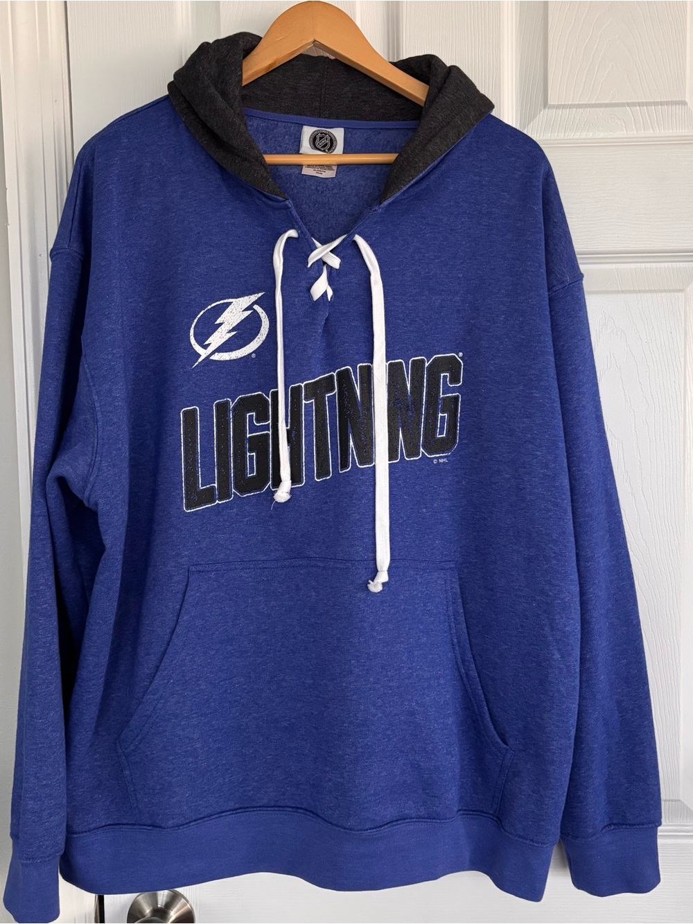 NHL Tampa Bay Lightning Royal Blue Hoodie with Charcoal Hood